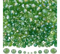 SOFPLATE 1 boîte de 600 perles Rondelles Vertes Plates Rondes à Facettes en Verre de Petite Taille de 2/4/6/8/10mm de Couleur AB Vert Clair en Cristal Électrolytique pour la Fabrication de Bijoux de C
