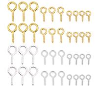 SOFPLATE 1 boîte de 600 pièces 6 styles de Petites Épingles à Œil Crochets à Vis Fer en Vrac Fermoirs Filetés Hypoallergéniques Minuscules Mini Chevilles Crochets à Œillets en Argent pour la Fabricati