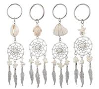 SOFPLATE 1 boîte de 8 Porte Clés 4 Styles Breloques Attrape Rêves Alliage Coquillage Étoile de Mer Tortue Esthétiques pour Sac à Main Sac à Dos Porte Clés Cadeaux Artisanat Décoration