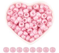 SOFPLATE 1 boîte de 800 perles Kandi Roses Perles de Rocaille Rose Clair en Vrac Lisses Acrylique 9 x 6mm Grand Trou Opaques Brillantes en Plastique pour la Fabrication de Bijoux Bracelets Boucles D'O