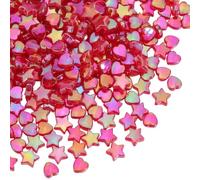 SOFPLATE 1 boîte de 800 pièces de Perles en Forme D'Étoile en Forme de Cœur en Acrylique Petits Assortiments de Mini Rouges Transparents de Couleur AB Perles de Forme à Cinq Pointes pour la Fabricatio