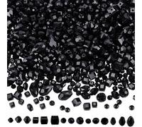 SOFPLATE 1 boîte de 820 Perles en Verre Noires à Facettes en Forme de Rondelles Rondes en Forme de Larme Bicônes Briolette Cristal Transparent Petite Perle D'Espacement en Vrac pour la Fabrication de