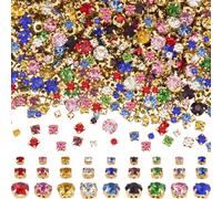SOFPLATE 1 boîte de 918 strass à Coudre Cristaux de Verre Plats Perles de Strass avec Griffe Argentée 3 tailles 9 couleurs Strass Ronds Plats de Siam pour la Couture les Loisirs Créatifs la Création d