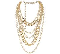 SOFPLATE 1 boîte de Colliers Multicouches Dorés de 11.8cm Style Punk Épais Cubain en Aluminium avec Chaînes à Maillons 30s et 80s Accessoires pour Tenues Vêtements Costumes Bar Fête Décoration DIY