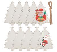 SOFPLATE 10 pièce de 7x 4.3Inch pour Sapin de Noël Découpes en Bois Vierges Ornements de Noël Artisanat Bois Brut avec Trous pour Bricolage Artisanat Peinture Cadeaux de Fête à Domicile Décoration Fou