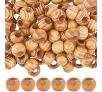 SOFPLATE 100 pièce de Perles en Bois à Grand Trou Perles D'Espacement en Bois Rondelles de 20mm Boule Ronde Verge d'or Foncée Lisses Accessoires pour la Fabrication de Bijoux Bracelets Colliers Brico