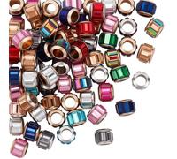 SOFPLATE 100 pièce de Perles Européennes à Gros Trou Perles en Verre Tubes Couleurs Aléatoires Décoration de Jardin Noyau en Alliage Breloques en Cristal Entretoises Libres pour Bijoux Colliers Boucle