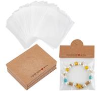 SOFPLATE 100 pièces Sac D'Emballage de Bijoux Cartes D'Affichage de Collier Porte Cartes D'En Tête Pliable en Papier Marron Ensemble D'Emballage pour Petits Travaux Manuels pour Suspendre la Vente Mon