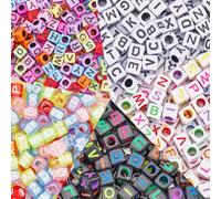 SOFPLATE 1000 pcs 5 Styles Lettre Perles Cube Acrylique Carré Lettre Perles en Plastique Transparent Coloré Clair AZ Alphabet Perles en Vrac pour la Fabrication de Bijoux Bracelet D'Amitié Collier Por