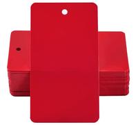 SOFPLATE 100Pcs Étiquettes en Plastique Rouges Vierges Étiquettes D'Expédition Imperméables Brique Réfractaire 5 x 9cm Rectangle Nom Suspendu Identification Œillet Étiquettes pour Identifier le Nom Ca