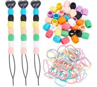 SOFPLATE 101 pièce de Petites Perles en Silicone de 15x14mm pour Cheveux Perles Souples en Vrac avec Perles Rapides en Plastique Cordons Élastiques en Caoutchouc Colorés à Grands Trous Entretoises en