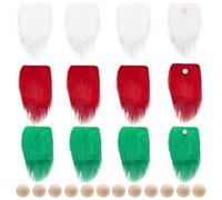 SOFPLATE 12 ensemble de 3 couleurs de Gnomes Kit de Barbe et de Nez de Gnome de Noël Blanc Rouge Vert Tissu en Fausse Fourrure Boules de Bois Brut Décorations pour Bricolage Artisanat Fête Halloween P