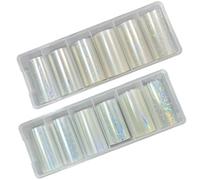 SOFPLATE 12 rouleau de 30.98 x 1.57 pouces de Papier Transfert pour Nail Art Feuilles de Papier pour Ongles Aurore Irisée Arc en Ciel Coloré Transparent Floral Holographique en Plastique PET pour Manu