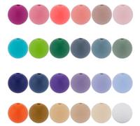 SOFPLATE 120 pièce de Perles Focales Rondes en Silicone de 24mm 12 Couleurs en Vrac Porte Clés en Caoutchouc Souple Coloré Perles Artisanales en Vrac pour Stylos à Perles Fabrication de Bijoux Bracel