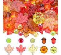 SOFPLATE 130 pièce de Remplissage de Vase D'Automne pour Thanksgiving Décoration en Acrylique Feuilles de Citrouille Cabochons Perles de Gland Décorations de Récolte D'Automne pour la Maison Accents d