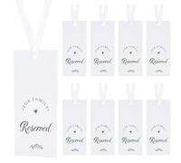 SOFPLATE 15 paquet de Panneaux de Placement Blancs Réservés pour Mariage Panneau de Chaise Personnalisé avec Ruban Rectangle en Papier Inscription « pour la FAMILLE » Réservé avec Cœur et Feuille à Su