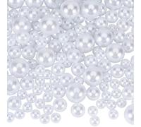 SOFPLATE 150 pièce de Perles Synthétiques Sans Trou pour Vases 10mm 14mm 20mm Rondes en Plastique ABS Blanc Perles de Maquillage pour Porte Pinceaux Vase Centre de Table Décoration de Mariage et de Ma