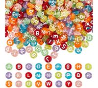 SOFPLATE 1500 pcs Perles de Lettres Transparentes Perles de L'Alphabet Transparentes Rondes Plates de Couleur Claire Lettres AZ 26 Alphabets Perles D'Espacement en Vrac pour la Fabrication de Bijoux C