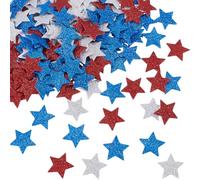 SOFPLATE 180 pièce 3 Couleurs Autocollants à Paillettes en Forme D'Étoile Autocollant D'Indépendance Mousse Plastique Auto Adhésive Rouge Bleu Argent Étoiles Étiquettes à Paillettes Patriotiques pour