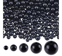 SOFPLATE 1830 pièce de 5 Tailles de Perles Noires en Plastique ABS Rondes en Vrac de 4mm 6mm 8mm 10mm 12mm Fausses Perles avec Trou Perles D'Espacement Amples pour Collier Bracelet Boucles D'Orei