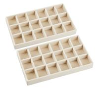 SOFPLATE 2 boîte à Bijoux de 5 x 8.3cm Plateau en Velours Insert de Tiroir à Bijoux Blanc Antique 18 Compartiments Divisés Empilable Conteneur de Rangement pour Colliers Commode Tiroir pour Boucles D