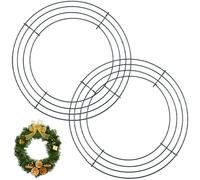 SOFPLATE 2 paquet de 10 pouces de Cadre de Couronne de Fil Vert Anneaux de Couronne Ronds en Forme de Fil Métallique Base de Forme de Festival Arrangements Floraux Accessoires D'Artisanat pour Bricola