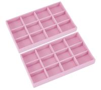SOFPLATE 2 Pièces Plateaux Organisateurs de Bijoux pour Tiroirs en Velours Plateaux Organisateurs de Bijoux en Velours Empilables en Gros Rose 12 Compartiments Insertions de Tiroir Élégantes pour Rang