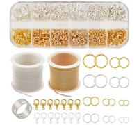 SOFPLATE 2 Rouleau de 20 m/65.6 Pieds de Chaîne Gourmette pour Bijoux Kit de Fabrication de Bijoux en Or Chaînes en Métal en Laiton avec Anneaux de Jonction Fermoirs Mousquetons Kits de Connecteurs à