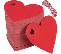 SOFPLATE 200 étiquette de Nom en Forme de Cœur en Papier Rouge avec Ficelle de Jute de 6 x 6.5cm Petit Affichage Vierge Inscriptible Étiquettes de Prix pour Vêtements à Suspendre pour L'Emballage Les