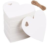 SOFPLATE 200 étiquette Vierge en Forme de Cœur pour Exposition D'Artisanat Étiquettes de Prix avec Ficelle de Jute Petites Étiquettes Blanches de 6 x 6.5cm en Papier à Suspendre Étiquettes de Prix Ins