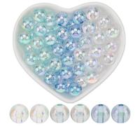 SOFPLATE 200 pièce de Perles Rondes en Acrylique de Couleurs AB Perles à Bulles en Vrac de 10mm Bleu Transparent Cristal Clair Perles D'Espacement en Vrac pour la Fabrication de Bijoux Bracelets Coll