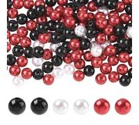 SOFPLATE 200 pièce de Perles Rondes en Acrylique Noir de 3mm 10 Couleurs Perles en Plastique Blanches et Rouges Petites Boules de Gomme Bubblegum Lisses Entretoises Lâches Kits de Découvertes pour la