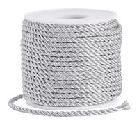 SOFPLATE 22 Yards/20M Ruban de Cordon Torsadé Décoratif 3mm Argent 3 Ply Cordon Torsadé Garniture Fil Cordes Tressées pour Remise de Diplôme Honor Cordon Attache à la Main Décoration de la Maison Embr