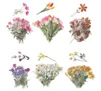 SOFPLATE 240 autocollant Floral Prédécoupé Vintage pour Scrapbooking Motif Tulipe Fleur Sauvage Imperméable Décoratif Naturel pour Agenda Journal Ordinateur Portable Téléphone Cartes Postales Bricolag