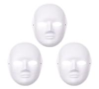 SOFPLATE 3 paquet de Masque Blanc en Mâché Masque de Costume Vierge Masque Complet en Papier Cosplay Dessin Artistique Décoratif Artisanat pour Halloween Mascarade Cosplay Fête Dansante Projets Artist