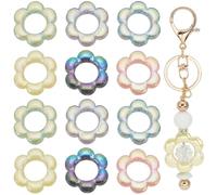 SOFPLATE 30 pièce de Perles Florales en Acrylique Perles de Fleurs Creuses Transparentes en Forme de Fleurs de Printemps Lien de Connecteur Cadre D'Espacement en Vrac Breloque pour la Fabrication de B