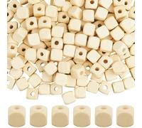 SOFPLATE 300 pièce de Perles Cubiques en Bois de 10mm Carrées et Non Finies Naturelles Vierges Petites Lisses en Bois Massif Accessoires pour la Fabrication de Bijoux Bracelets Colliers Boucles D'Ore
