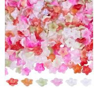SOFPLATE 360 pièce de 6 couleurs de Mini Perles en Acrylique en Vrac Rouge Rose Vert Transparent Cloche Trompette Fleurs Espaceur Ample Trou D'Extrémité Perle pour la Fabrication de Bijoux Bracelet Co