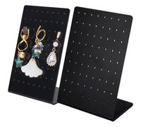 SOFPLATE 4 présentoir à Boucles D'Oreilles en Forme de L en Acrylique 72 trous Noir 3.2 x 1.9 x 4.6pouce Rangement Support Vierge Accessoires pour la Vente au Détail Bijoux Artisanat Vitrine de Bricol