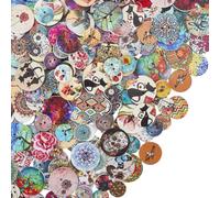 SOFPLATE 400 bouton Décoratif en Bois à Motifs Motif Floral Vintage Libellule avec 2 trous Étiquettes en Bois pour Travaux Manuels Couture Vêtements Pulls Costumes Bricolage Scrapbooking Décoration de