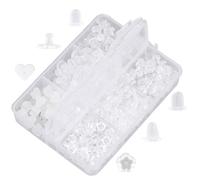 SOFPLATE 410 pièce 6 styles Fermoirs de Boucles D'Oreilles en Forme de Cœur Bouchons de Boucles D'Oreilles en Plastique Petits Coussinets de Remplacement Transparents et Souples Verrouillables en Sili