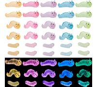 SOFPLATE 45 pièce 15 styles Mini Chenilles Lumineuses Petites Figurines D'Animaux en Résine en Vrac Phosphorescentes Dessin Animé Insecte Ver Chenilles Ornement pour Micro Paysage Maison de Poupée Jar