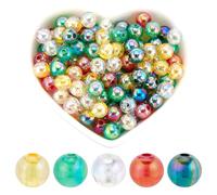 SOFPLATE 5 couleur 500 pièces Perles Acryliques de Noël 8mm Perles en Plastique Rouge Rondes Vert Jaune Blanc AB Couleur Claire Perle D'Espacement en Vrac pour la Fabrication de Bijoux Décoration de l