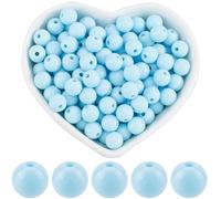 SOFPLATE 500 pièce de Perles Rondes Bleues en Acrylique Opaque Perles D'Espacement Lisses de 8mm Petites Perles D'Espacement Bleu Ciel Perles en Vrac pour la Fabrication de Bijoux Bracelets Colliers