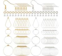 SOFPLATE 520 pièces de Boucles D'Oreilles Créoles en Perles Fournitures de Boucles D'Oreilles en Laiton Doré et Argenté Kits D'Oreilles de Forme Ronde avec Anneaux Ouverts pour Femmes Composants de Fa