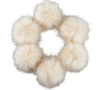 SOFPLATE 6 Pompon en Fausse Fourrure Beige de 3.9cm avec Bouton Pression en Métal Boules Amovibles et Moelleuses pour Tricot Crochet Loisirs Créatifs Chapeaux Chaussures Écharpes Gants Sacs Porte Clé
