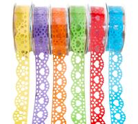 SOFPLATE 6 Rouleau de Ruban Adhésif en Dentelle 6 Couleurs Ruban de Masquage Washi Motif Dentelle Autocollants Décoratifs pour Journal Ruban de Finition pour Scrapbooking Fabrication de Cartes Cadres