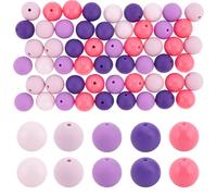 SOFPLATE 60 boîte de 1 boîtes de Perles en Silicone de 15mm Violettes en Vrac Grandes Perles en Caoutchouc Souple Couleur Bonbon Bulle Focale Grosses Perles en Vrac pour la Fabrication de Bijoux Stylo