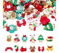 SOFPLATE 60 cabochon de Noël en Résine à Dos Plat Breloques de Noël Mini Bonhomme de Neige en Bonbon Couleur Aléatoire Mignon Décoration D'Hiver à Dos Plat pour Embellissements Scrapbooking Bricolage