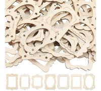 SOFPLATE 60 Mini Cadre Photo en Bois Brut de 1.8 x 2.3cm Ornement pour Collier Boucles d'oreilles Breloques Fabrication de Bijoux Pendentifs Décoration à Suspendre pour Sapin de Noël